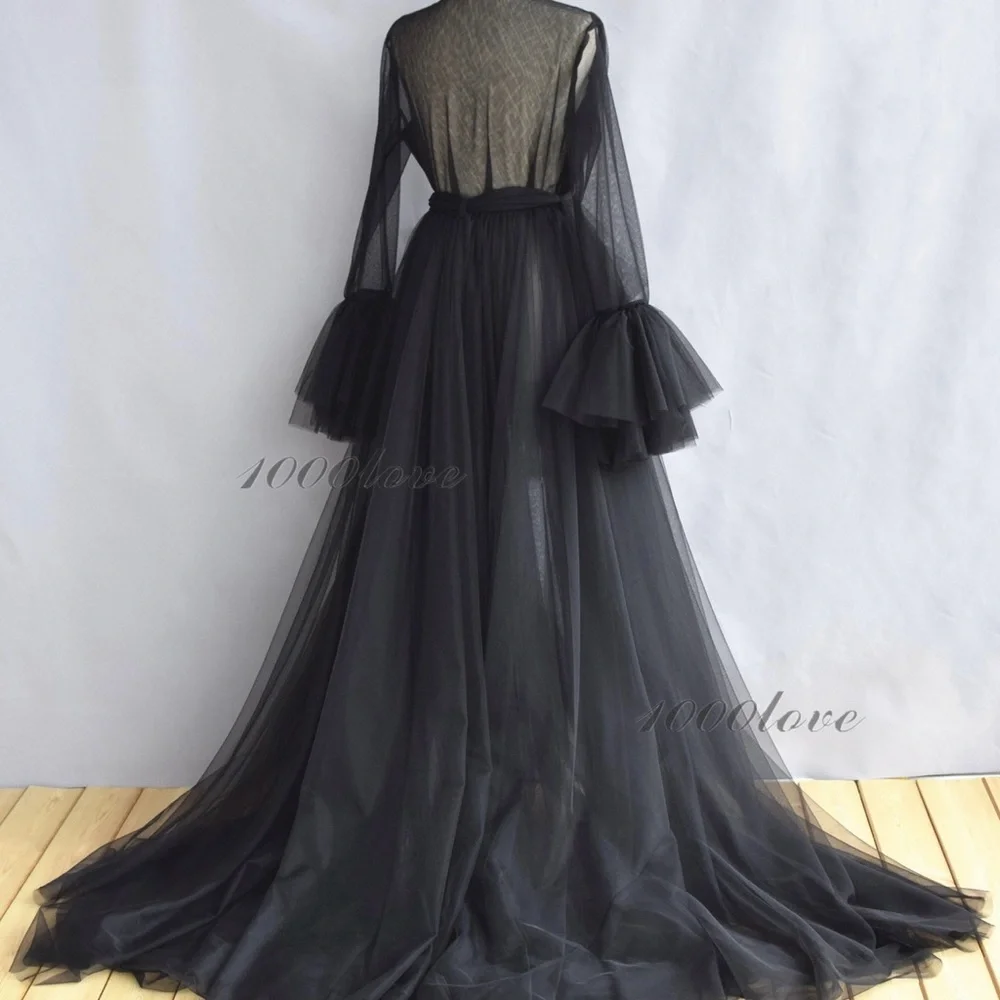 Sheer Black Tulle Robe - Picture 2 of 4